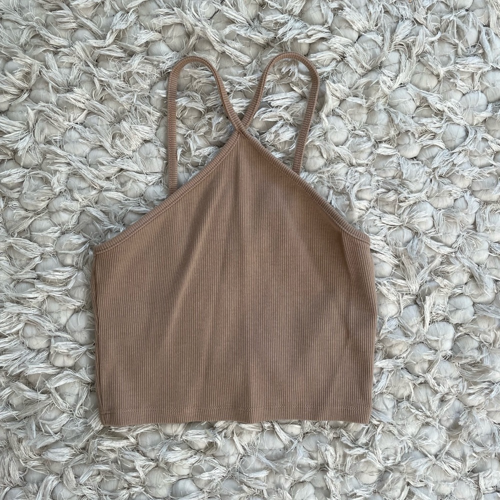 Zara Ribbed Crop Halter Top